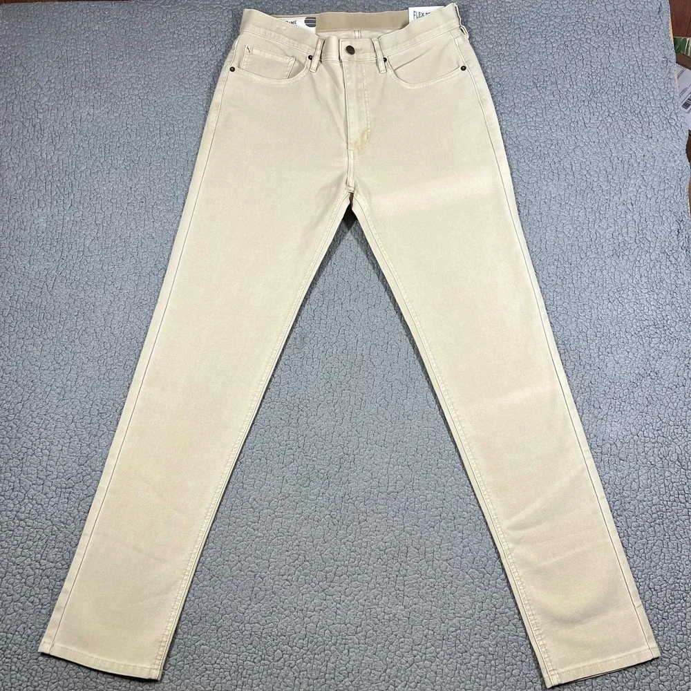 Marine Layer Flex Terry Pant Slim Straight Khaki Tan 32x32 NWT MRSP $148